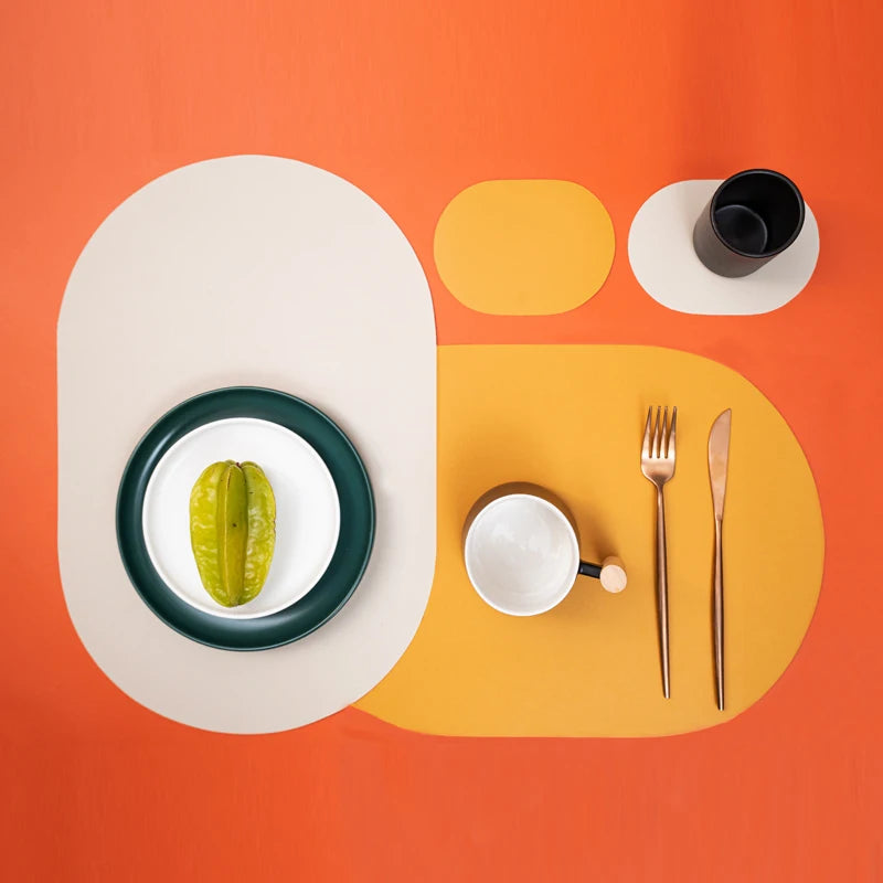 Retro Kleurrijke Imitatieleren Placemats En Onderzetters