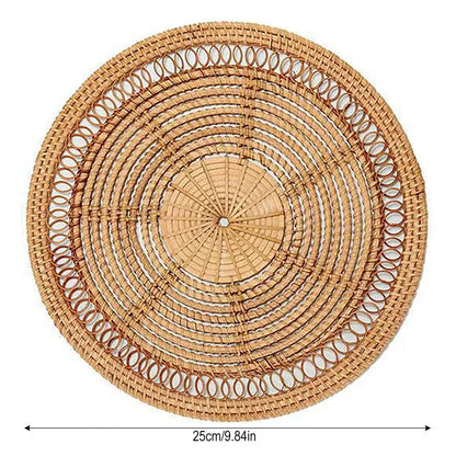 Rotan Boho Placemat Met Macramé Franjes Voor Eettafel Diameter 25 cm