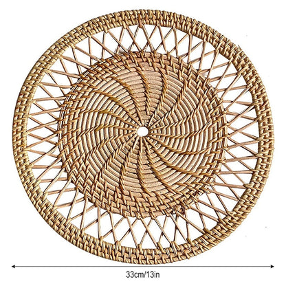 Rotan Boho Placemat Met Macramé Franjes Voor Eettafel Diameter 33 cm
