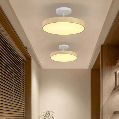 Semi Flush Plafondlamp Met Hout En Energiezuinige Led Hout Warm licht