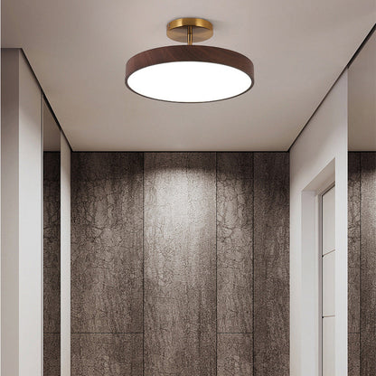 Semi Flush Plafondlamp Met Hout En Energiezuinige Led