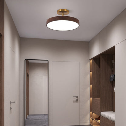 Semi Flush Plafondlamp Met Hout En Energiezuinige Led