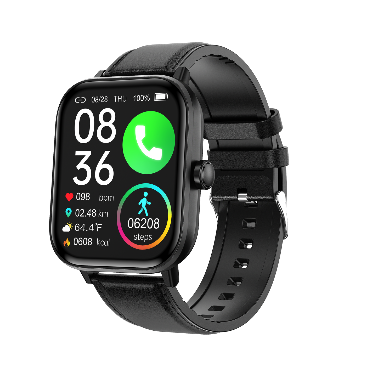 Smartwatch Met Niet Invasieve Glucose En Zuurstofmeting Zwarte band
