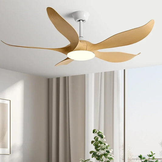 Stijlvolle Plafondventilator Met Geïntegreerde Ledlamp 5 Bladen Wit-walnootnerf