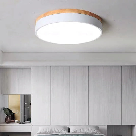 Stockholm Plafondlamp met Natuurlijke Houten Elementen Wit