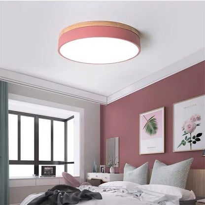 Stockholm Plafondlamp met Natuurlijke Houten Elementen Roze