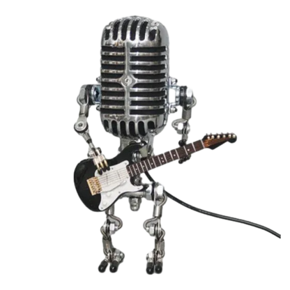 Vintage Microfoon Robotlamp Met Lichten Voor Geschenk zwart