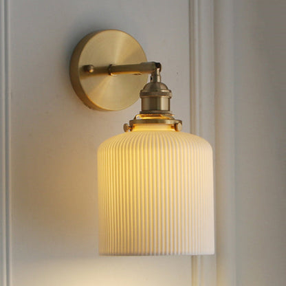 Wandlamp Porseleinen Met Messing Lampfitting Wit 1 Licht