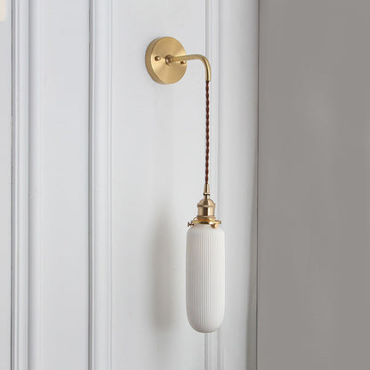Wandlamp Porseleinen Met Messing Lampfitting Wit 1 Licht
