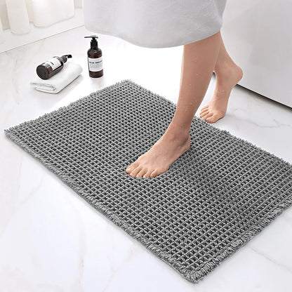Zachte Absorberende Badmat Met Antislip En Modern Wafeldesign Grijs