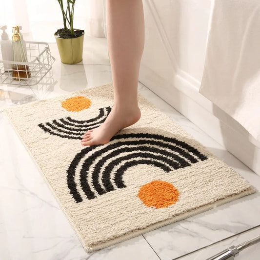 Zachte Microvezel Badmat Met Antislip TPR Achterkant Voor Badkamer Crème
