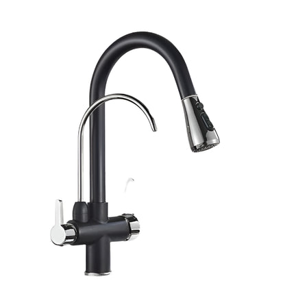 Zwarte Keukenkraan met 360 Draaibare Uitloop en Uittrekbare Sprayer