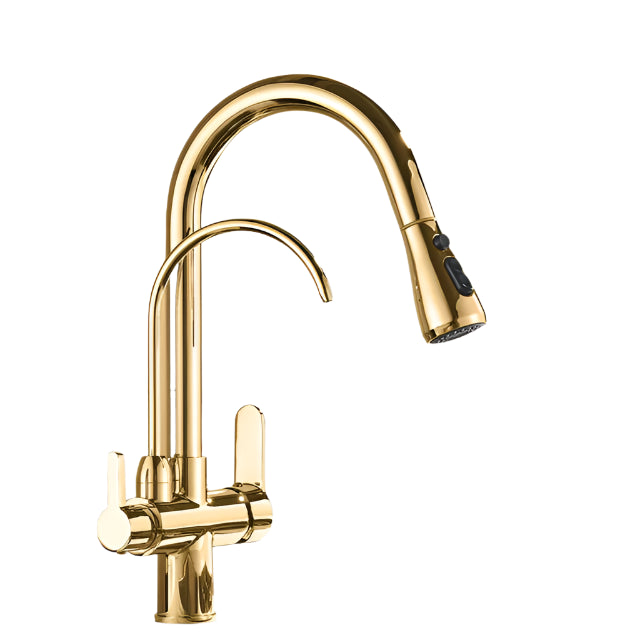 Zwarte Keukenkraan met 360 Draaibare Uitloop en Uittrekbare Sprayer