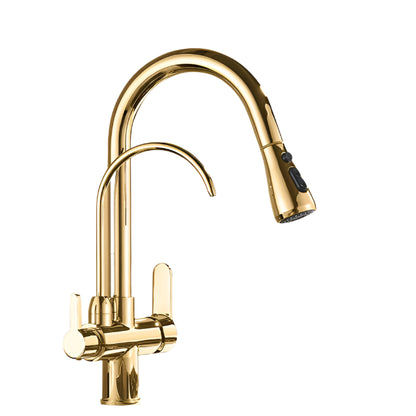 Zwarte Keukenkraan met 360 Draaibare Uitloop en Uittrekbare Sprayer