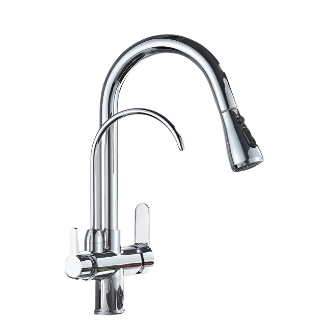 Zwarte Keukenkraan met 360 Draaibare Uitloop en Uittrekbare Sprayer