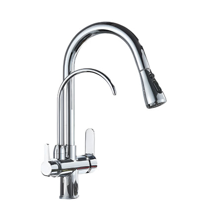 Zwarte Keukenkraan met 360 Draaibare Uitloop en Uittrekbare Sprayer