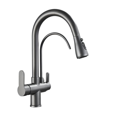 Zwarte Keukenkraan met 360 Draaibare Uitloop en Uittrekbare Sprayer