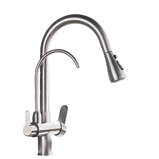 Zwarte Keukenkraan met 360 Draaibare Uitloop en Uittrekbare Sprayer