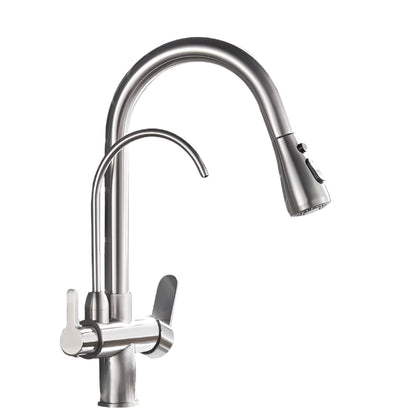 Zwarte Keukenkraan met 360 Draaibare Uitloop en Uittrekbare Sprayer