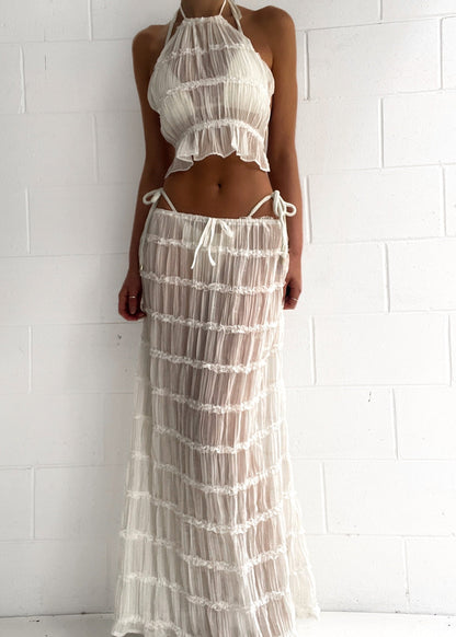 Sahara Set Voor Vrouwen - Luxe Chiffon Haltertop en Rok