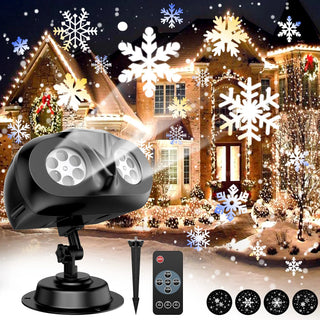 Led Kerst Sneeuwval Projector Dubbele Kop IP65 Waterdicht Met Afstandsbediening Default