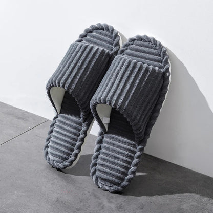 Pantoffels Unisex Met Open Neus Streepjespatroon Sloffen Grijs
