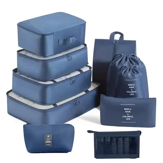 Reisset Opbergzakken Kleding En Schoenen Voor Studenten 10-delige Set Marineblauw