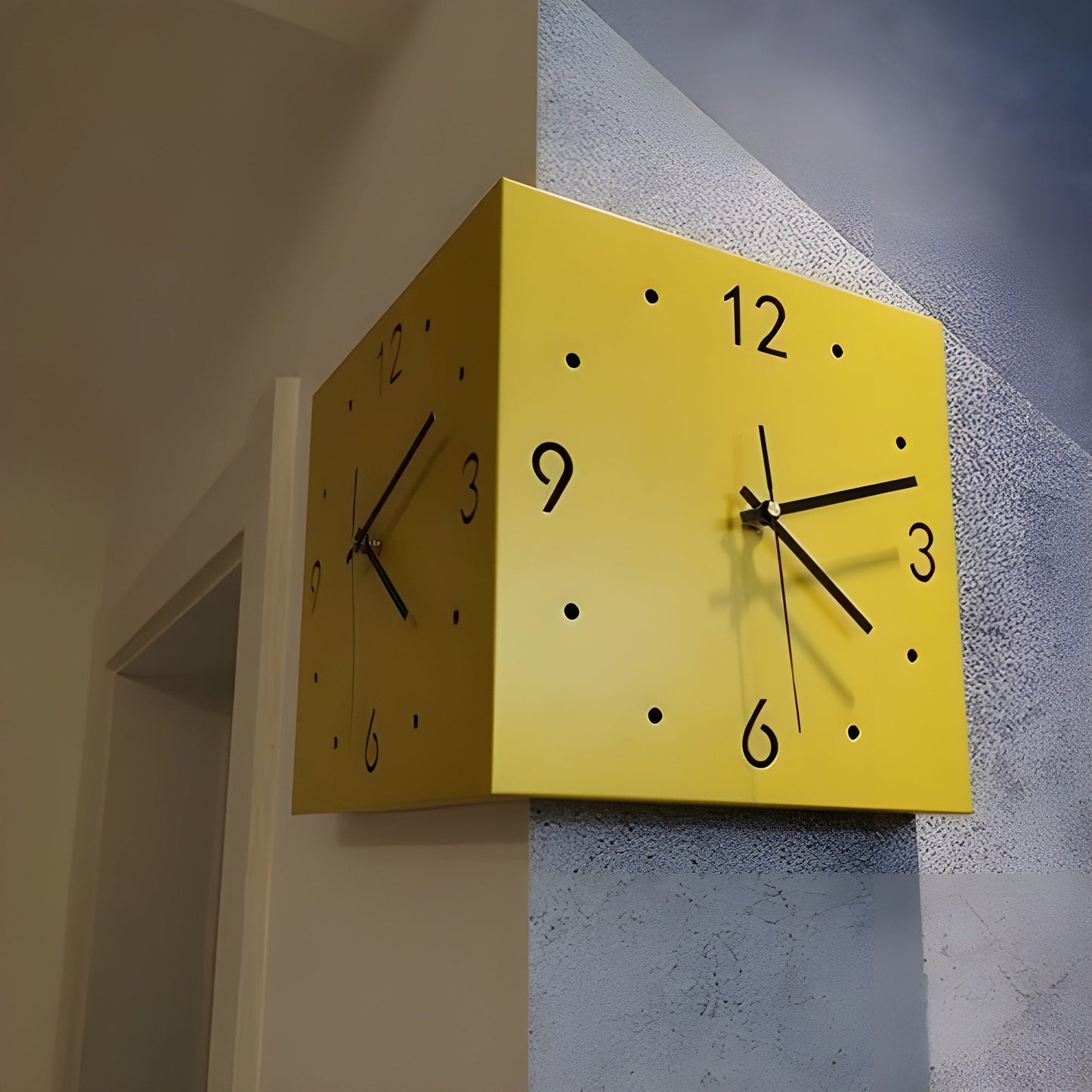 Klok – Elegante Dubbelzijdige Wandklok Geel