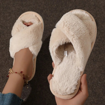 Dames Slippers Gezellige Met Open Teengedeelte Kruisband Khaki