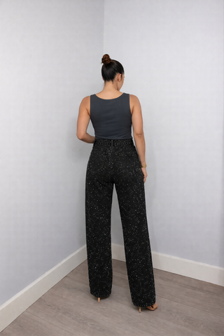 Inspire | Rechte High‑Waist Jeans met Glitter Details