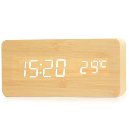 Digitale Houten Wekker Met LED Display En Modern Ontwerp Bamboe