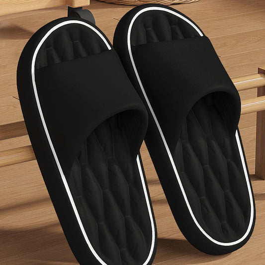 Slippers met Dikke Zool - Open Teen & Comfortabele Pantoffels Zwart