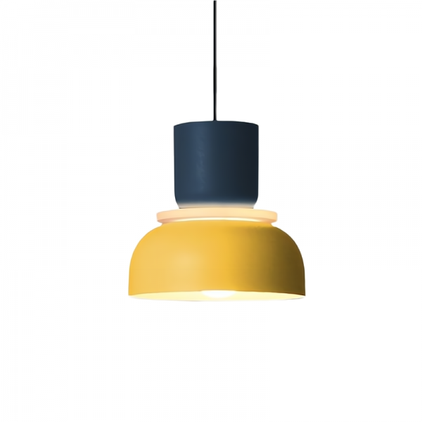 Scandinavische Macaron Hanglamp Van Hoogwaardige Materialen Marineblauw + Geel