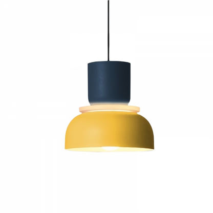 Scandinavische Macaron Hanglamp Van Hoogwaardige Materialen Marineblauw + Geel