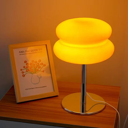 Dimbare Glazen Tafellamp Met Wolkenvormige Glazen Lampenkap Oranje