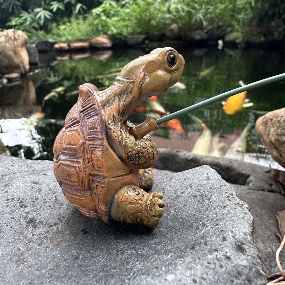 Schattig Tuinbeeld Tortoise met Touwvissen Hars Tuinornament