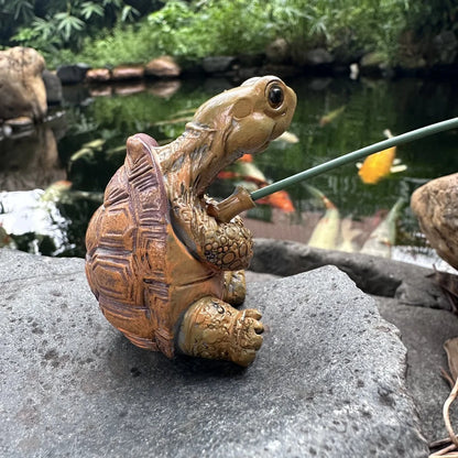 Schattig Tuinbeeld Tortoise met Touwvissen Hars Tuinornament
