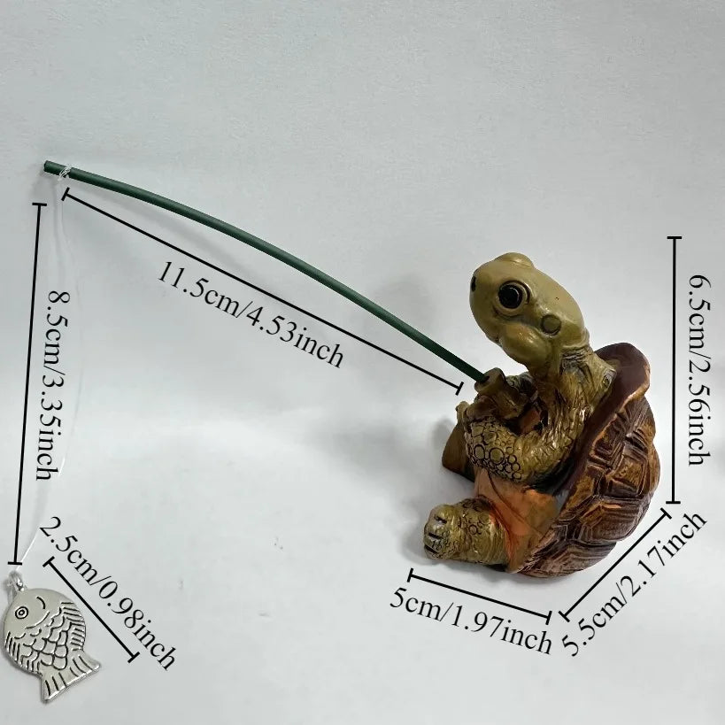 Schattig Tuinbeeld Tortoise met Touwvissen Hars Tuinornament