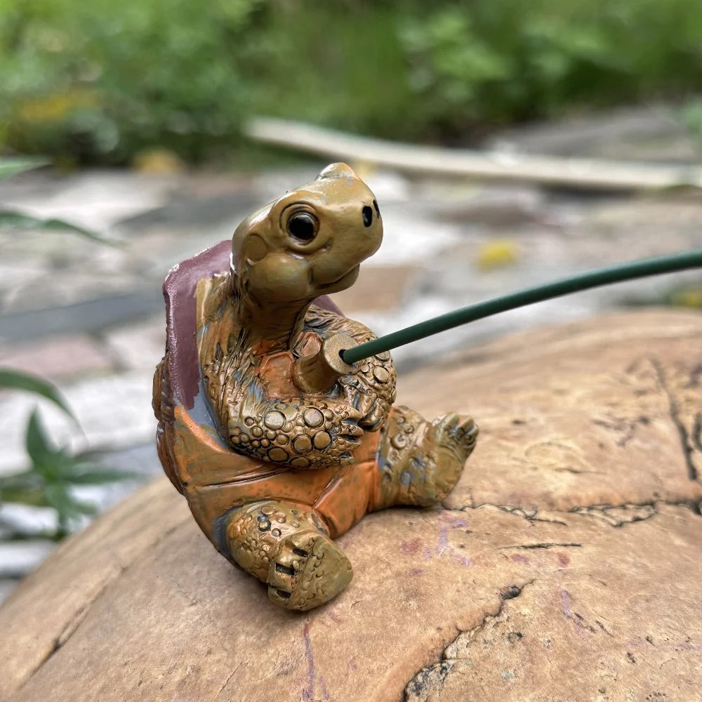 Schattig Tuinbeeld Tortoise met Touwvissen Hars Tuinornament