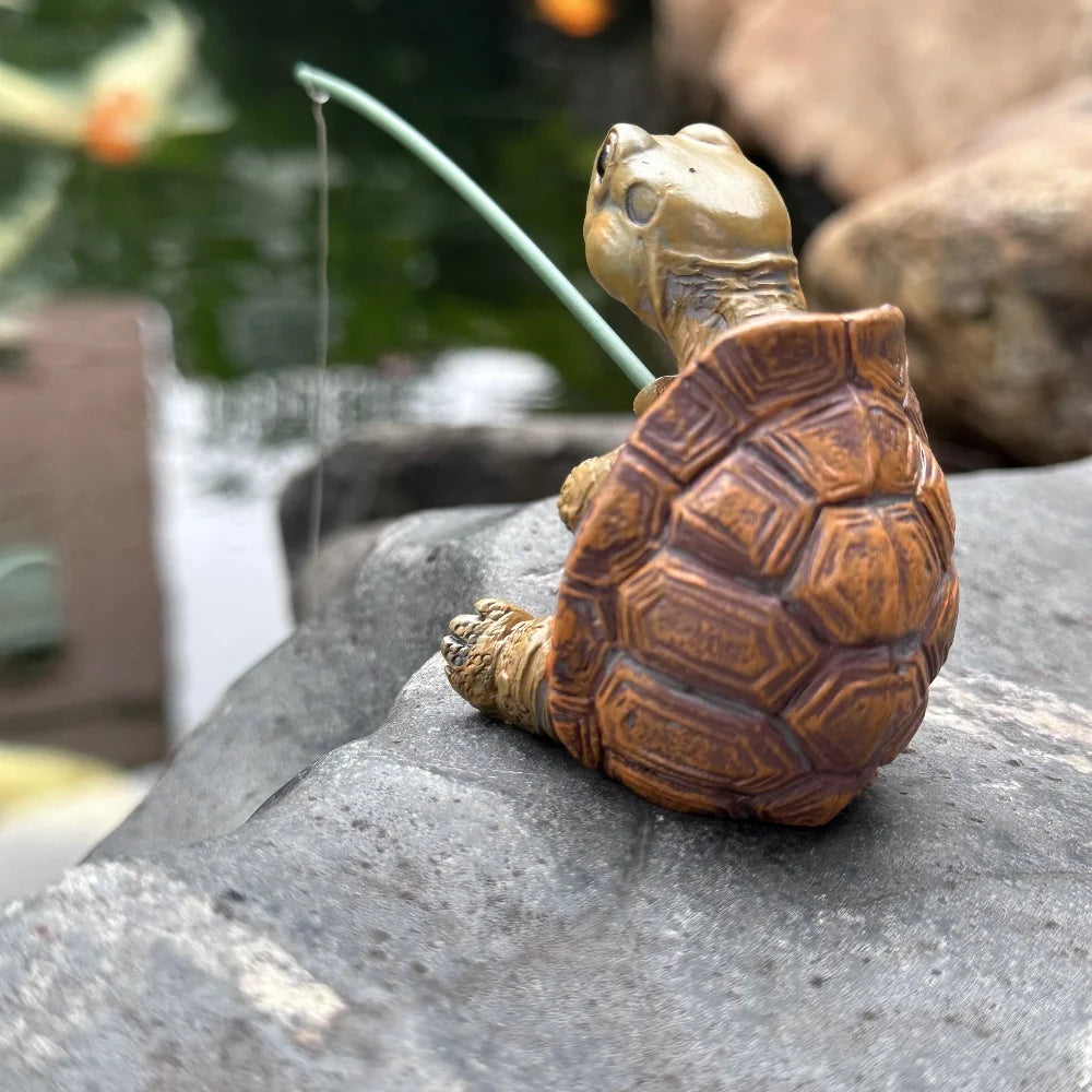 Schattig Tuinbeeld Tortoise met Touwvissen Hars Tuinornament