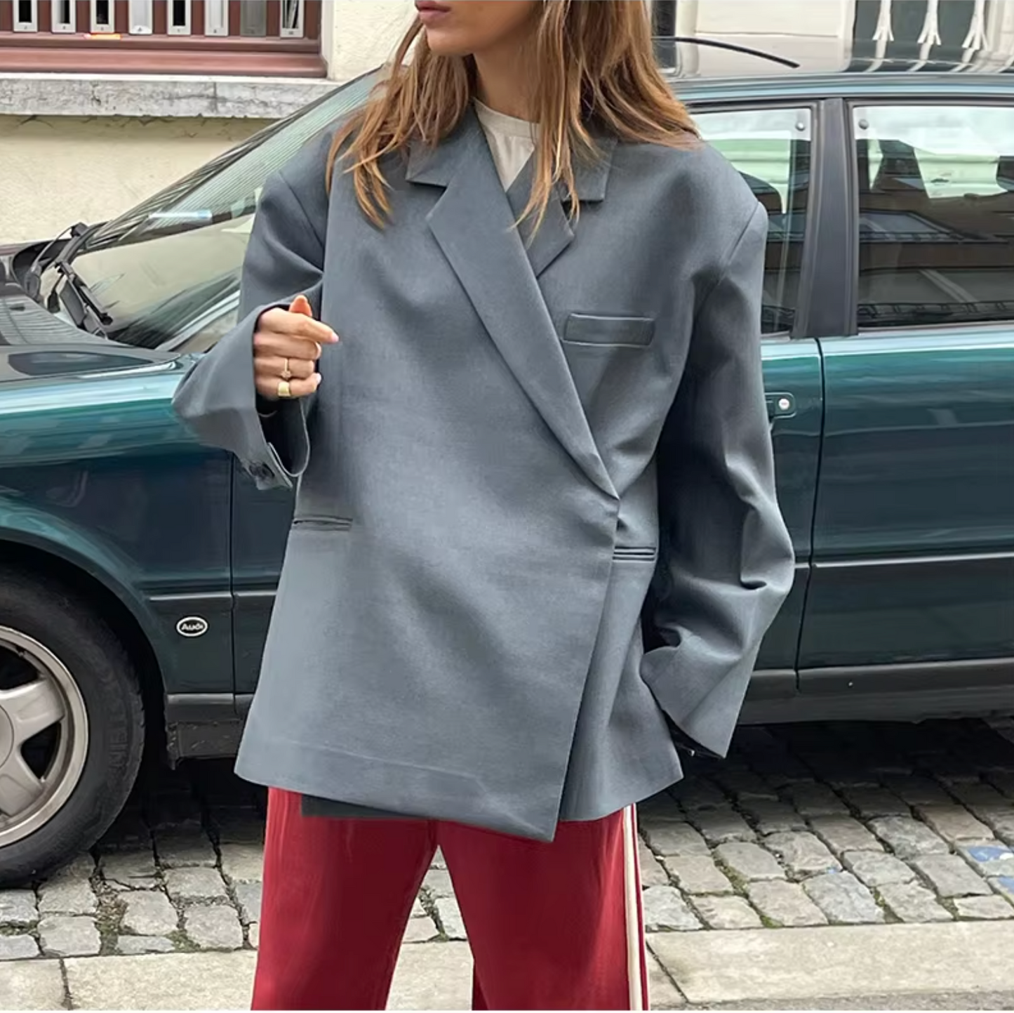 Maeve Oversized Blazer Voor Dames Grijs