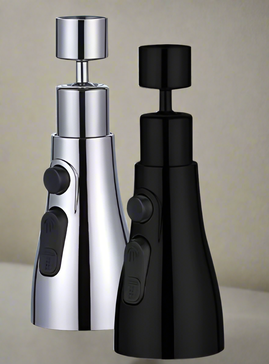 3-in-1 Uittrekbare Zwarte Keukenkraan met 360° Rotatie en Waterbesparende Technologie – Ideaal voor Efficiënt Schoonmaken