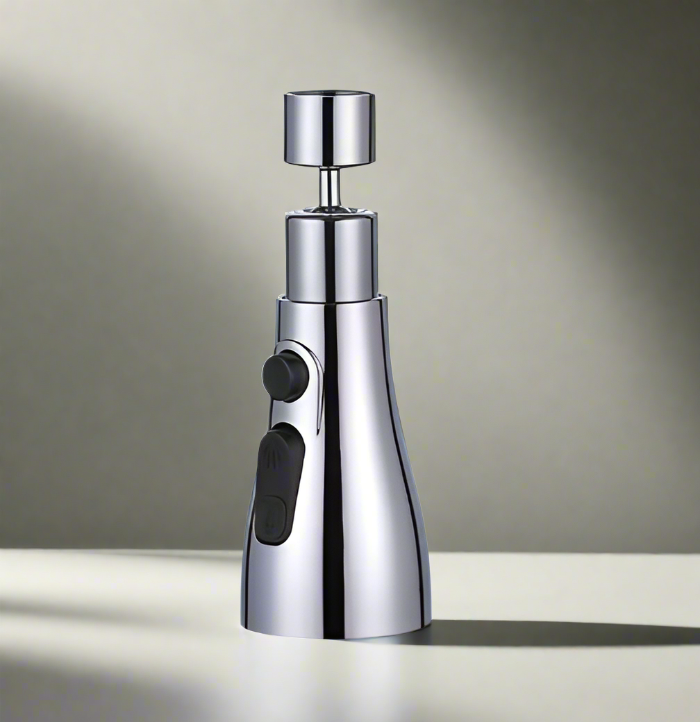 3-in-1 Uittrekbare Zwarte Keukenkraan met 360° Rotatie en Waterbesparende Technologie – Ideaal voor Efficiënt Schoonmaken Zilver