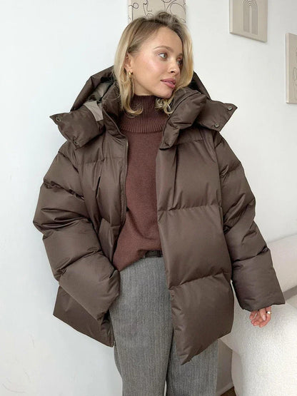 Avenari | Dames Puffer Jas - Oversized Quilted Design - Met Capuchon en Hoge Kraag
