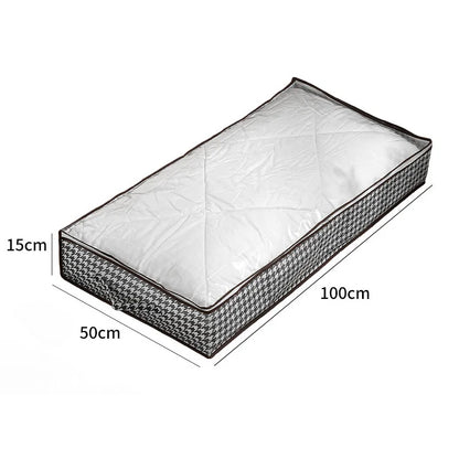 Multifunctionele Opbergdoos met Deksel voor Onder het Bed – Ruimtebesparend en Duurzaam, Ideaal voor Kleding en Dekbedden Groot geruit - 100 x 50 x 15 cm