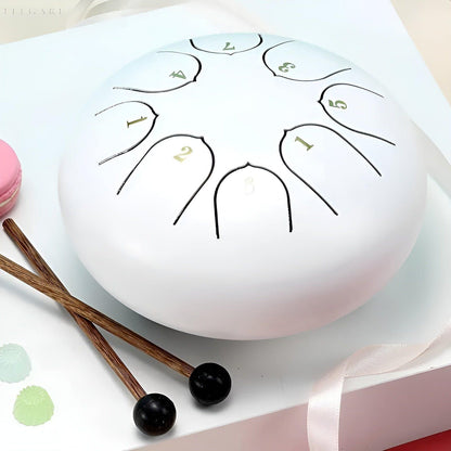 Serenity Tone Trommel - Stalen Tongwater Regendrum voor Buiten met Draagtas - Rustgevende Geluiden voor Meditatie en Ontspanning Wit