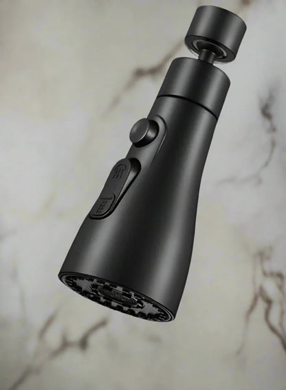 3-in-1 Uittrekbare Zwarte Keukenkraan met 360° Rotatie en Waterbesparende Technologie – Ideaal voor Efficiënt Schoonmaken Zwart