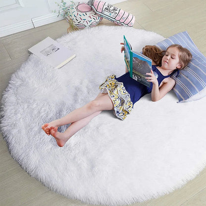 Tapijt Zachte Shaggy Ronde Woonkamer Comfort Grote Maat Wit