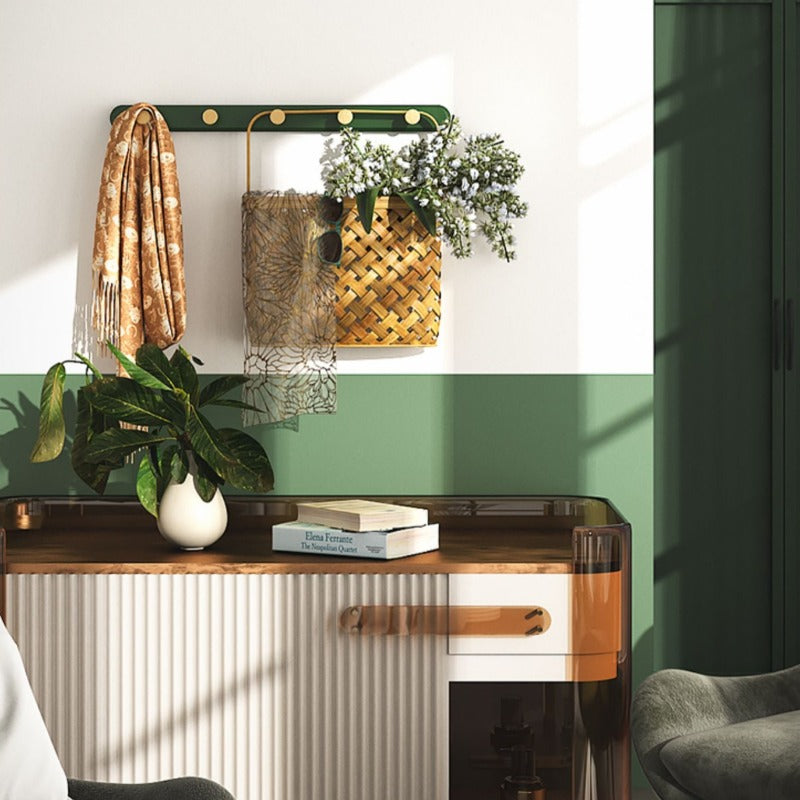 Vintage Groene Wandkapstok Met Haken Voor Jassen 5 haken: 50 cm (L) x 4 cm (H)