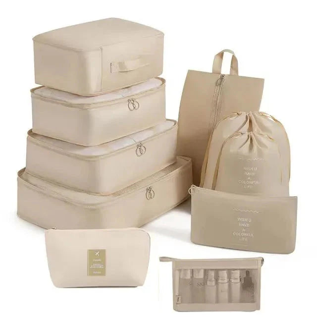 Reisset Opbergzakken Kleding En Schoenen Voor Studenten 10-delige Set Beige